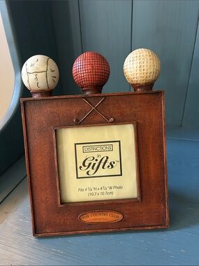 The Country Club Photo Frame in Brown with Red and Cream Accents 7 x 9” - New